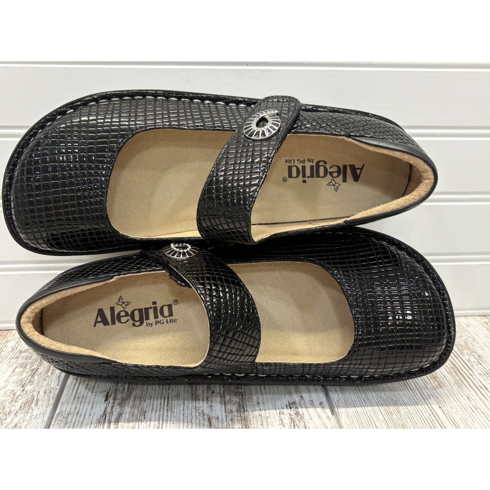 Alegria Paloma Patent Leather Black Comfort Mary Jane Shoe Sz EU 39 US Sz 9 - Picture 5 of 11